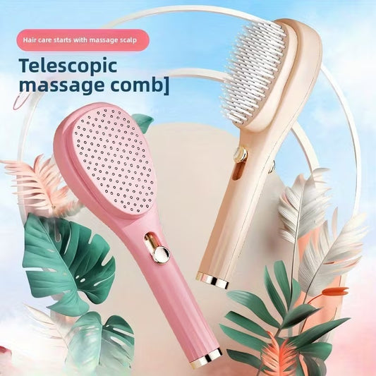 Ebize Self-Cleaning Retractable Hair Brush – One-Push Hair Removal Massage Comb for All Hair Types