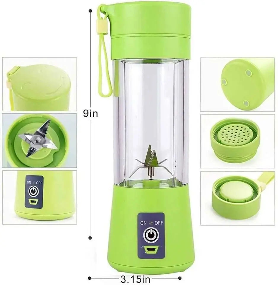 Ebize Portable USB Rechargeable Juicer Blender – 6-Blades High Power Smoothie Maker (380ml)