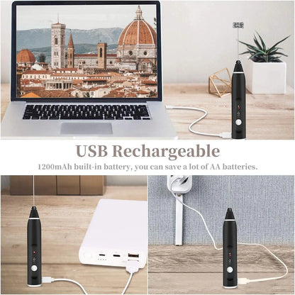 Premium Electric Coffee Beater & Egg Whisk - USB Rechargeable 2-in-1 Milk Frother for Ebize™