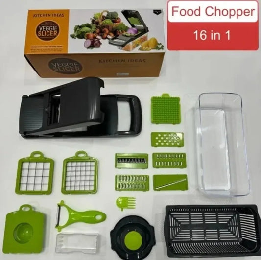 Ebize 16-in-1 Premium Vegetable Chopper & Slicer | Multi-Functional Kitchen Master with 8 Interchangeable Blades & Container