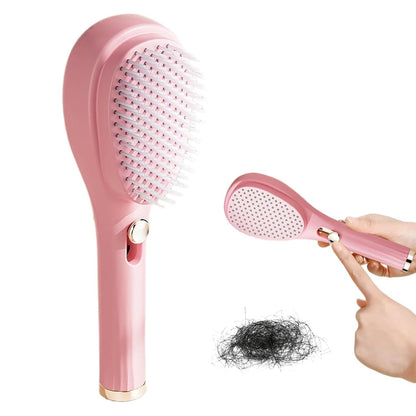 Ebize Self-Cleaning Retractable Hair Brush – One-Push Hair Removal Massage Comb for All Hair Types
