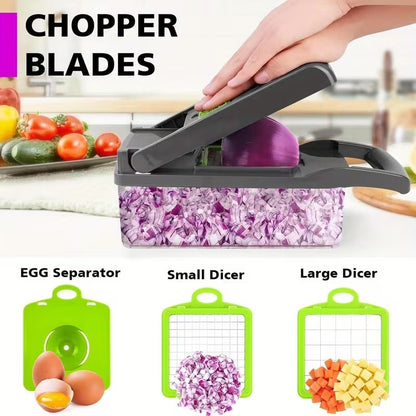 Ebize 16-in-1 Premium Vegetable Chopper & Slicer | Multi-Functional Kitchen Master with 8 Interchangeable Blades & Container