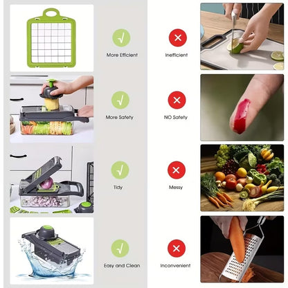 Ebize 16-in-1 Premium Vegetable Chopper & Slicer | Multi-Functional Kitchen Master with 8 Interchangeable Blades & Container