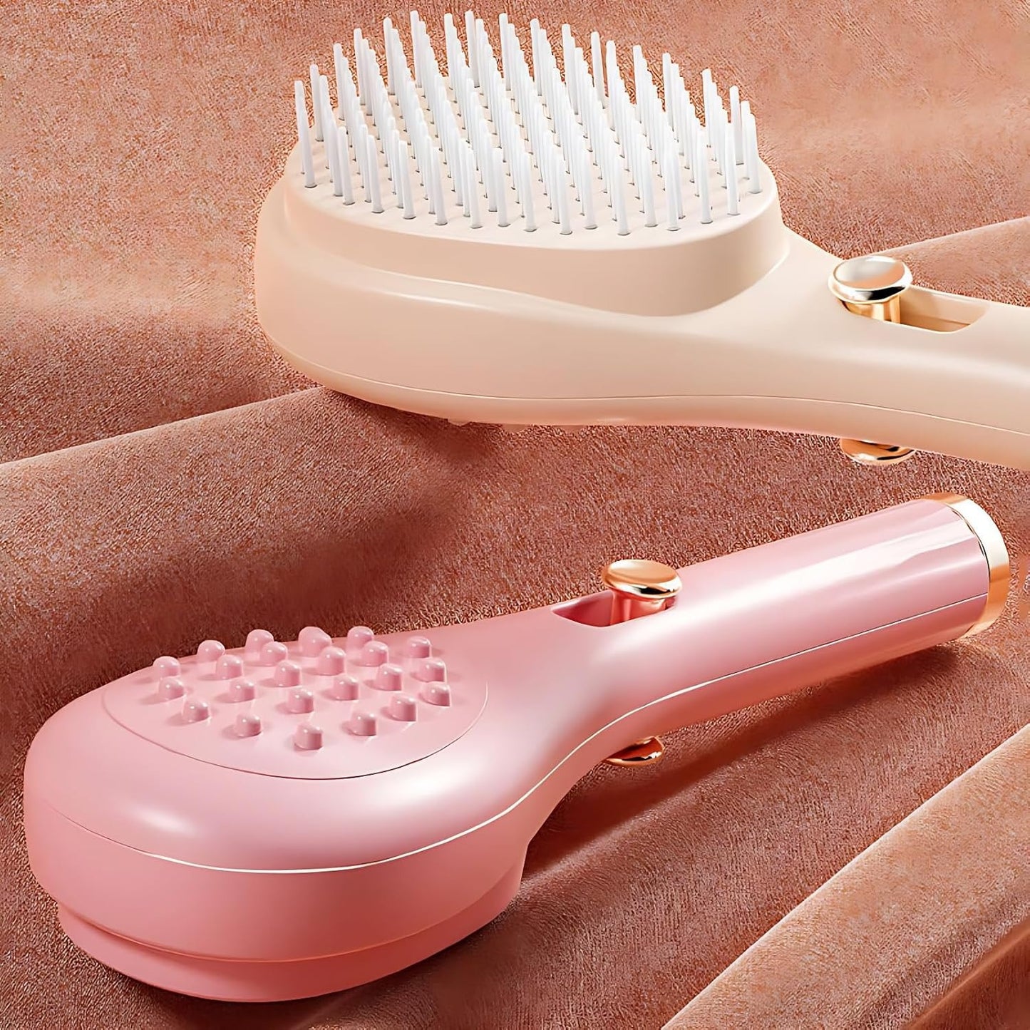Ebize Self-Cleaning Retractable Hair Brush – One-Push Hair Removal Massage Comb for All Hair Types