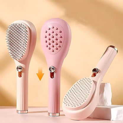 Ebize Self-Cleaning Retractable Hair Brush – One-Push Hair Removal Massage Comb for All Hair Types