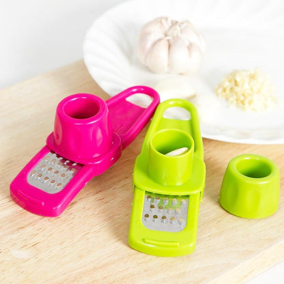 Premium 2-in-1 Garlic & Ginger Grinder with Safety Protector – Multi-Functional Vegetable Mini Grater & Garlic Peeler Tool