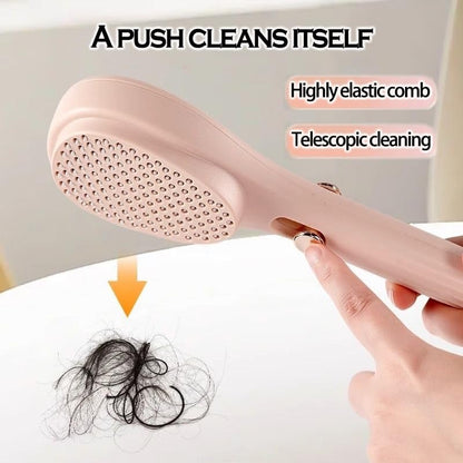 Ebize Self-Cleaning Retractable Hair Brush – One-Push Hair Removal Massage Comb for All Hair Types