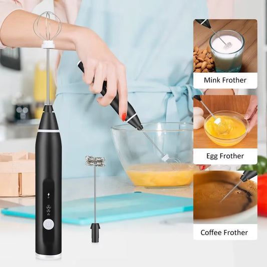 Premium Electric Coffee Beater & Egg Whisk - USB Rechargeable 2-in-1 Milk Frother for Ebize™
