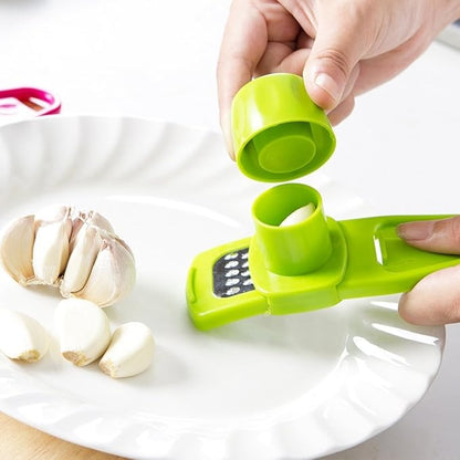 Premium 2-in-1 Garlic & Ginger Grinder with Safety Protector – Multi-Functional Vegetable Mini Grater & Garlic Peeler Tool