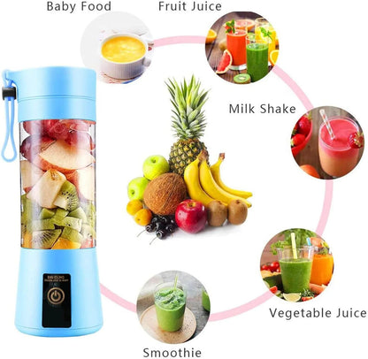 Ebize Portable USB Rechargeable Juicer Blender – 6-Blades High Power Smoothie Maker (380ml)