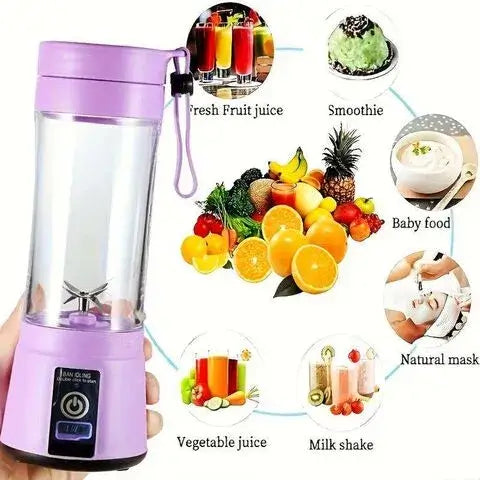 Ebize Portable USB Rechargeable Juicer Blender – 6-Blades High Power Smoothie Maker (380ml)